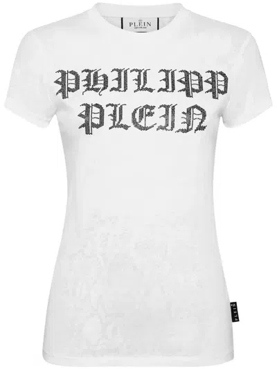 PHILIPP PLEIN CRYSTAL-EMBELLISHED COTTON T-SHIRT