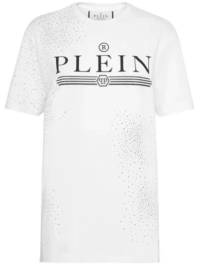 Philipp Plein Crystal-embellished Cotton T-shirt In White