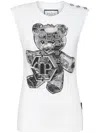 Philipp Plein Crystal-embellished Cotton Tank Top In White
