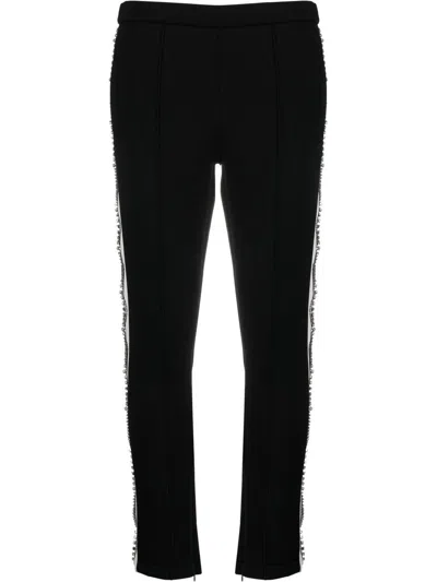 Philipp Plein Crystal-embellished Cropped Track Trousers In Black