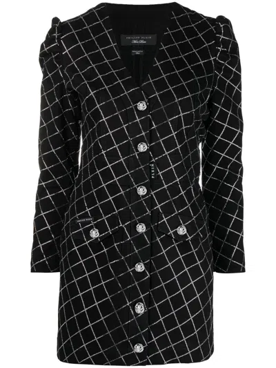 Philipp Plein Crystal-embellished Denim Dress In Black