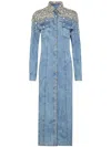 Philipp Plein Crystal-embellished Denim Maxi Dress In Multi