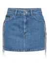 Philipp Plein Crystal-embellished Denim Mini Skirt In Blue