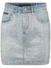 Philipp Plein Crystal-embellished Denim Miniskirt In 蓝色