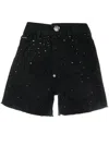 Philipp Plein Crystal Embellished Denim Shorts In Black