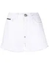 Philipp Plein Crystal-embellished Denim Shorts In White