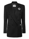Philipp Plein Crystal-embellished Double-breasted Blazer In Black