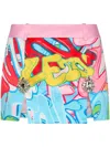 Philipp Plein Crystal-embellished Graffiti-print Miniskirt In Pink