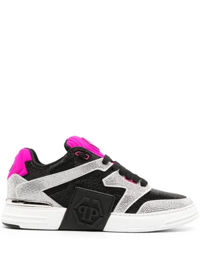 Philipp Plein Crystal-embellished Lace-up Sneakers In Black