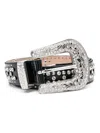 Philipp Plein Crystal-embellished Leather Belt In Black