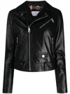 Philipp Plein Crystal-embellished Leather Biker Jacket In Black