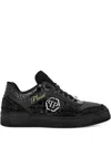 Philipp Plein Crystal-embellished Leather Sneakers
