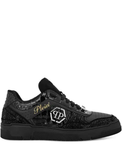 Philipp Plein Crystal-embellished Leather Sneakers