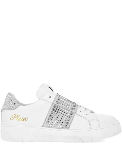 Philipp Plein Crystal-embellished Leather Sneakers In Multi