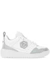 Philipp Plein Crystal-embellished Leather Sneakers In White