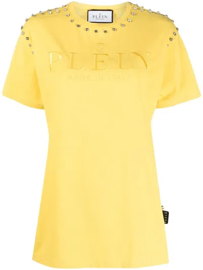 Philipp Plein T-shirt Mit Kristallen In Yellow