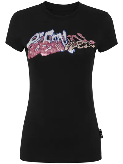 Philipp Plein T-shirt Sexy Pure With Crystals Bombing Graffiti In Black