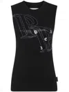 Philipp Plein Crystal-embellished Logo-print Tank Top In Black