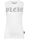 Philipp Plein Crystal-embellished Logo-print Tank Top In White