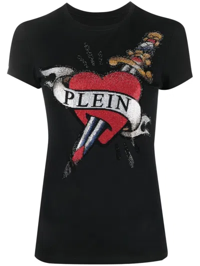 Philipp Plein Crystal-embellished Logo T-shirt In Black