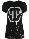 Philipp Plein Crystal-embellished Logo T-shirt In Black