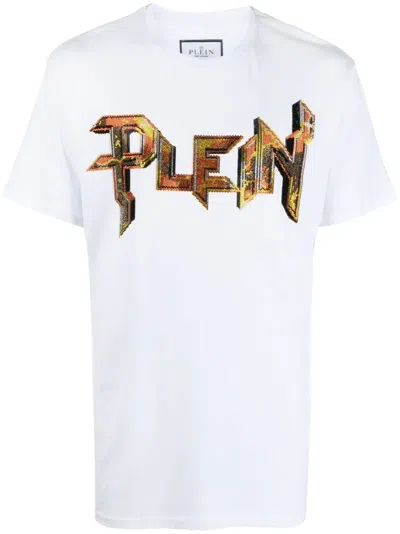 Philipp Plein Crystal-embellished Logo T-shirt In White