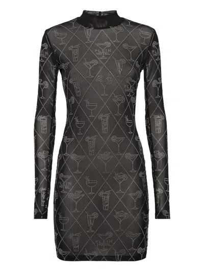 Philipp Plein Crystal-embellished Mini Dress In Black