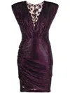 Philipp Plein Crystal-embellished Padded Mini Dress In Purple