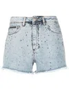 Shop Philipp Plein Crystal Embellished Mini Shorts In Blue