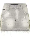 Philipp Plein Crystal-embellished Mini Skirt In Grey