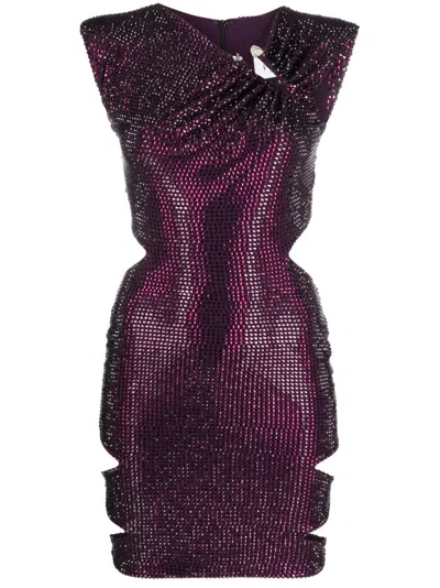 Philipp Plein Crystal-embellished Minidress In Purple