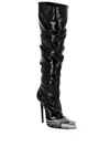 Philipp Plein Crystal-embellished Patent Leather Boots In Black