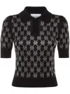 Philipp Plein Knitted Strass Polo-neck Ss Monogram In Black