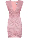 Philipp Plein Crystal-embellished Ruched Minidress In Pink