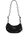 Philipp Plein Embellished Suede Shoulder Bag Eclipse In Black