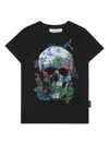 Philipp Plein Crystal-embellished Skull Cotton T-shirt In Black