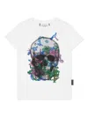 Philipp Plein Crystal-embellished Skull Cotton T-shirt In White