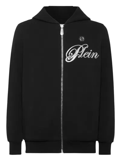 Philipp Plein Crystal-embellished Skull Hoodie In Black
