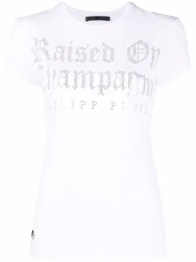 Philipp Plein Crystal-embellished Snake-print T-shirt In White