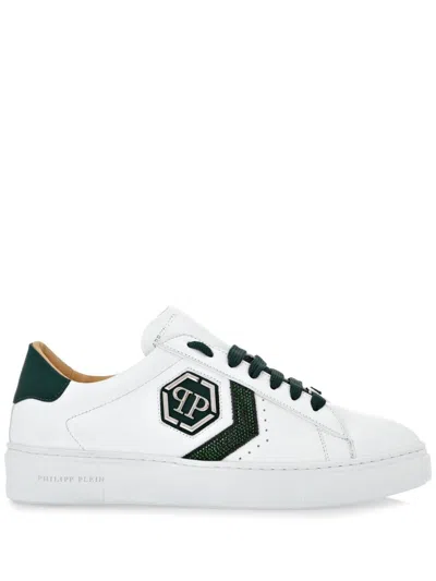 Philipp Plein Arrow Force Strass Hexagon Low-top Sneakers In White