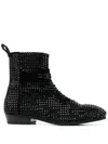 Philipp Plein Crystal-embellished Suede Boots In Black