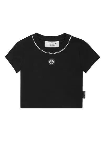 Philipp Plein Kids' Crystal-embellished T-shirt In Black