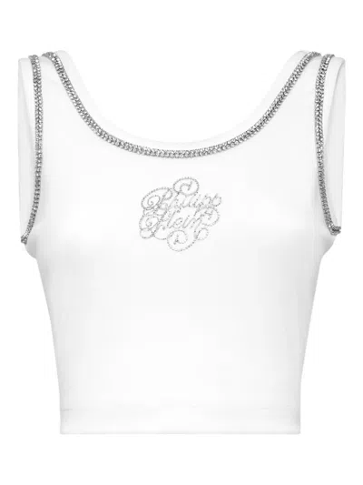 Philipp Plein Crystal-embellished Tank Top In White