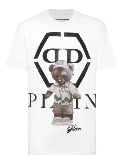 Philipp Plein Crystal-embellished Teddy-bear T-shirt In White