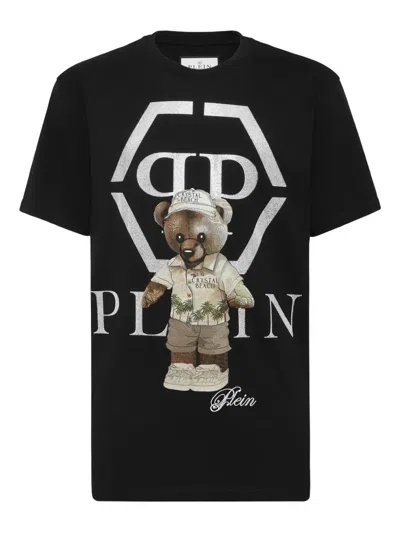 Philipp Plein Crystal-embellished Teddy-bear T-shirt In Black