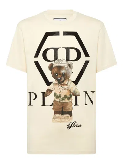 Philipp Plein Crystal-embellished Teddy-bear T-shirt In Neutral