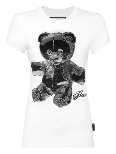 Philipp Plein Crystal-embellished Teddy T-shirt In White