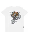 Philipp Plein Crystal-embellished Tiger Cotton T-shirt In White