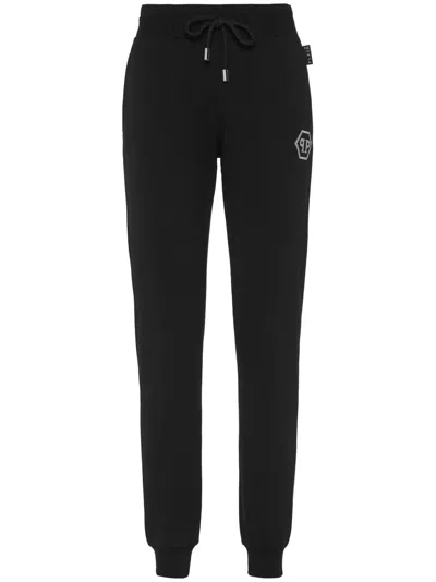 Philipp Plein Crystal-embellished Track Pants In "02 Black"