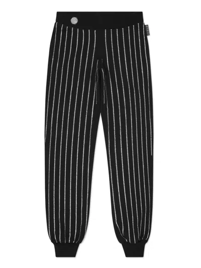 Philipp Plein Kids' Crystal-embellished Track Pants In Black
